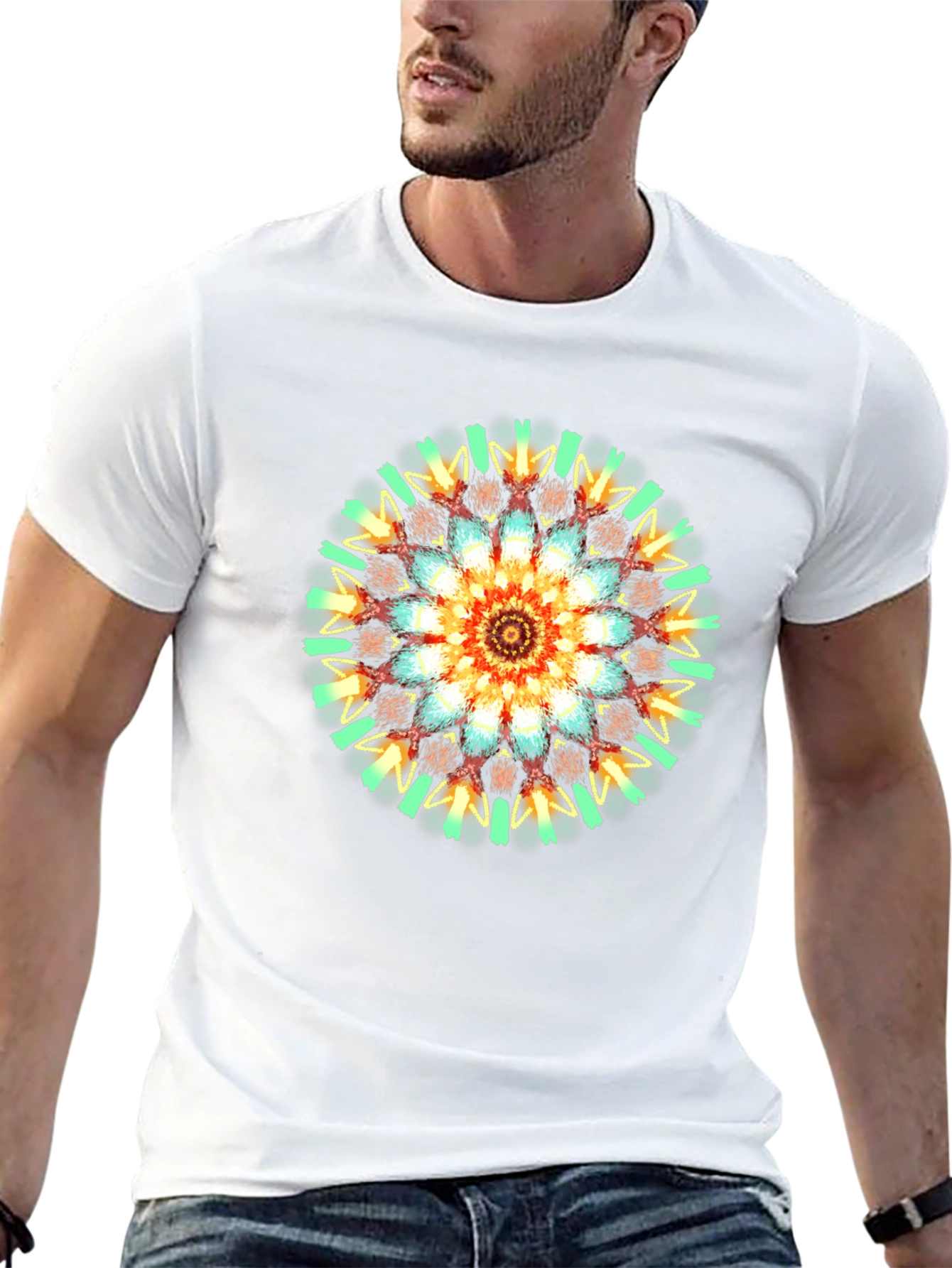Vibrant Mandala Graphic T-Shirt - Black