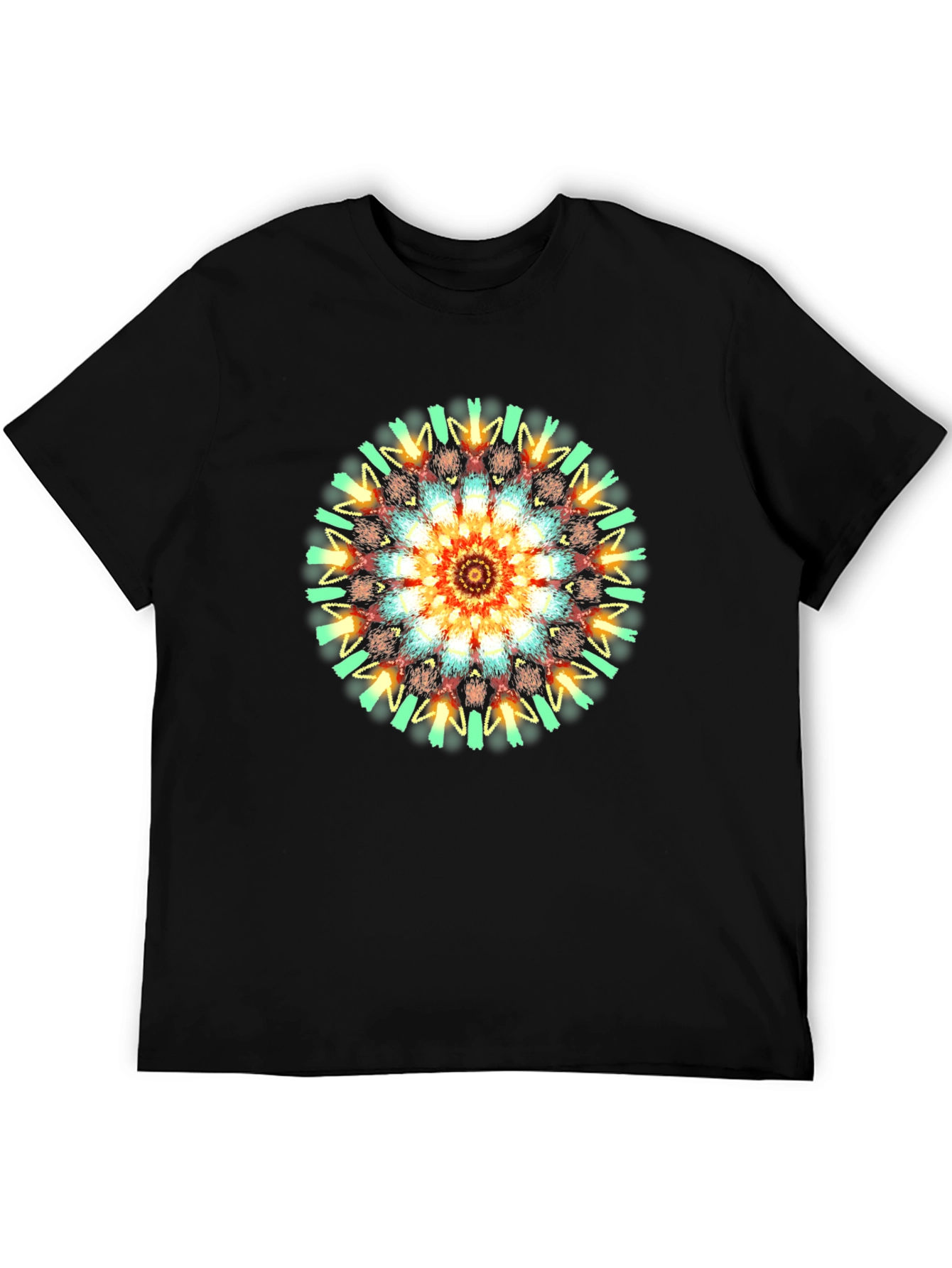 Vibrant Mandala Graphic T-Shirt - Black