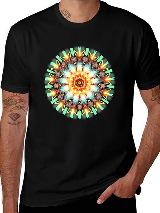 Vibrant Mandala Graphic T-Shirt - Black