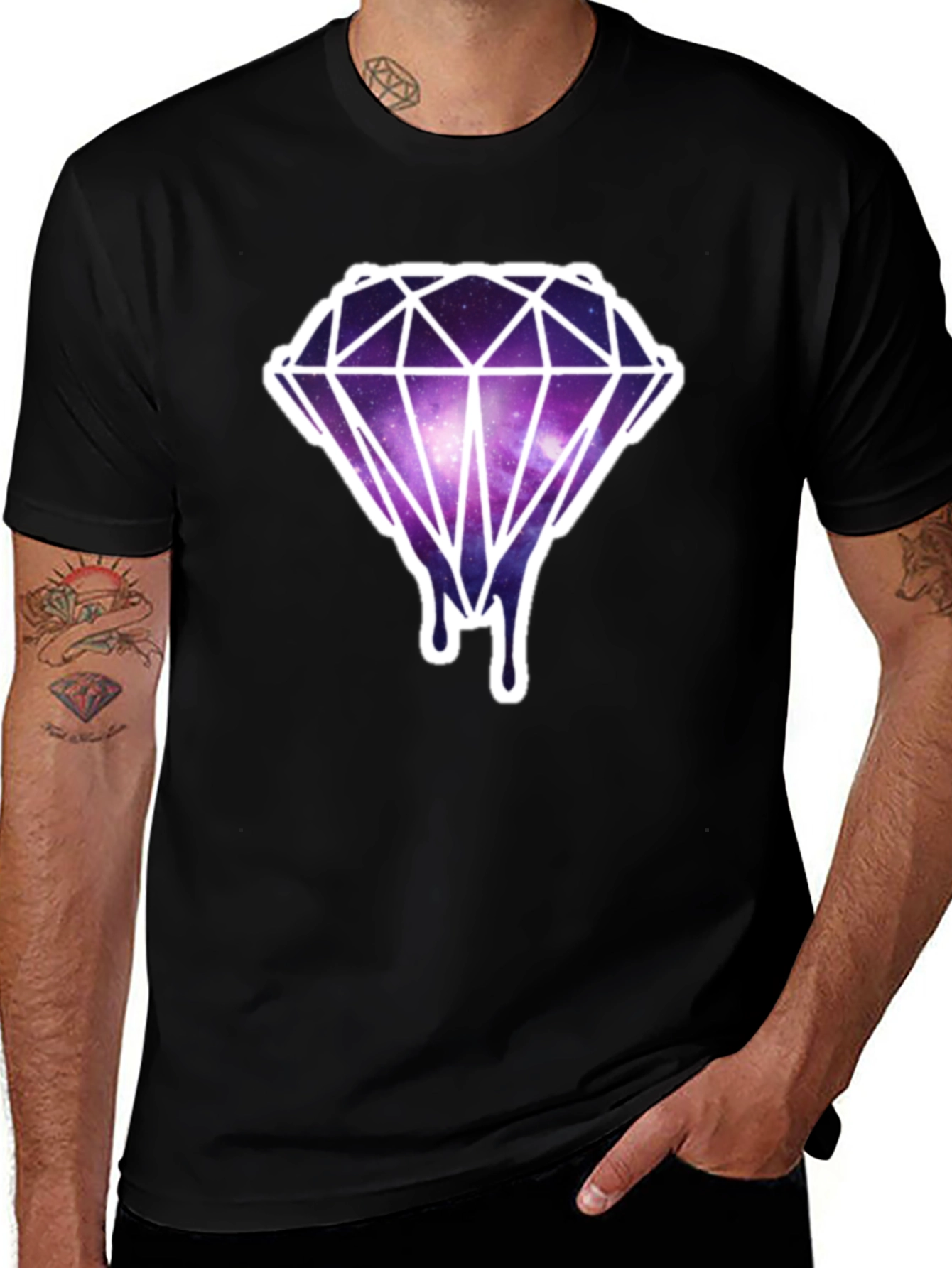 Galaxy Diamond Drip Tee - Modern Graphic T-Shirt