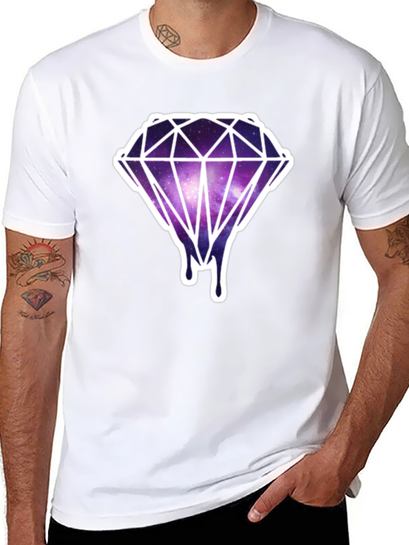 Galaxy Diamond Drip Tee - Modern Graphic T-Shirt