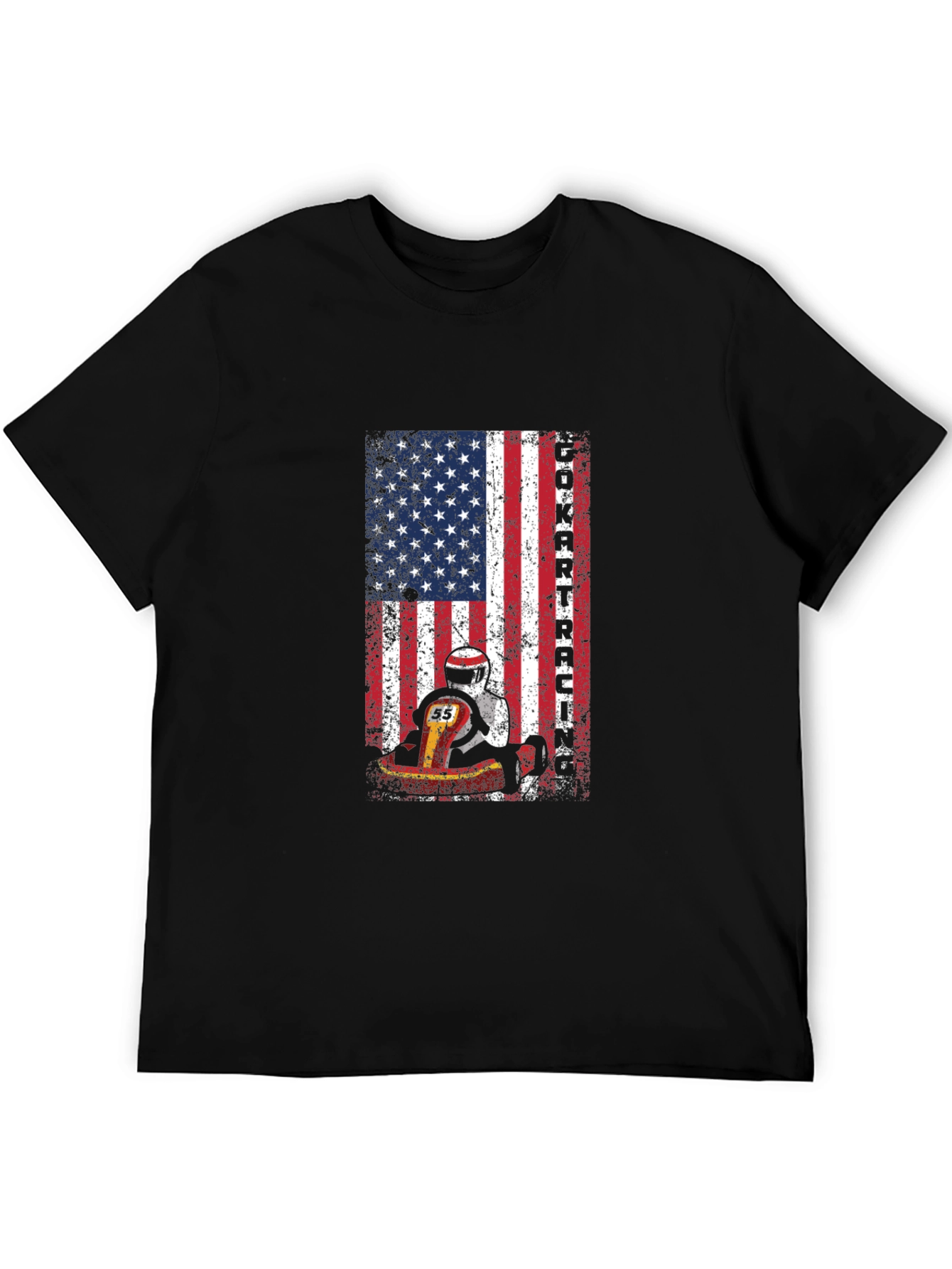 Go Kart Racing USA Flag T-Shirt