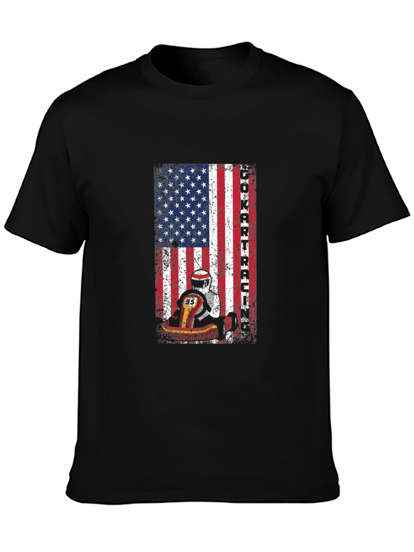 Go Kart Racing USA Flag T-Shirt