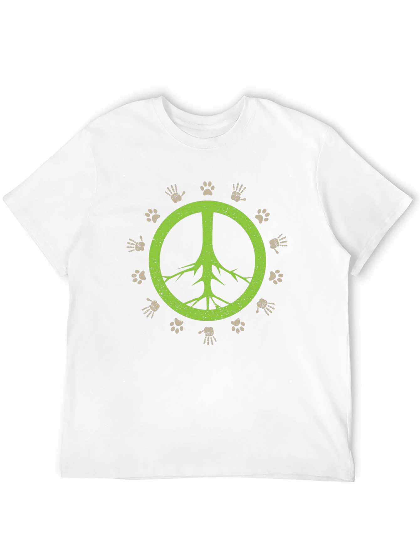 Peace Sign T-Shirt - Animal Paw Prints & Hand