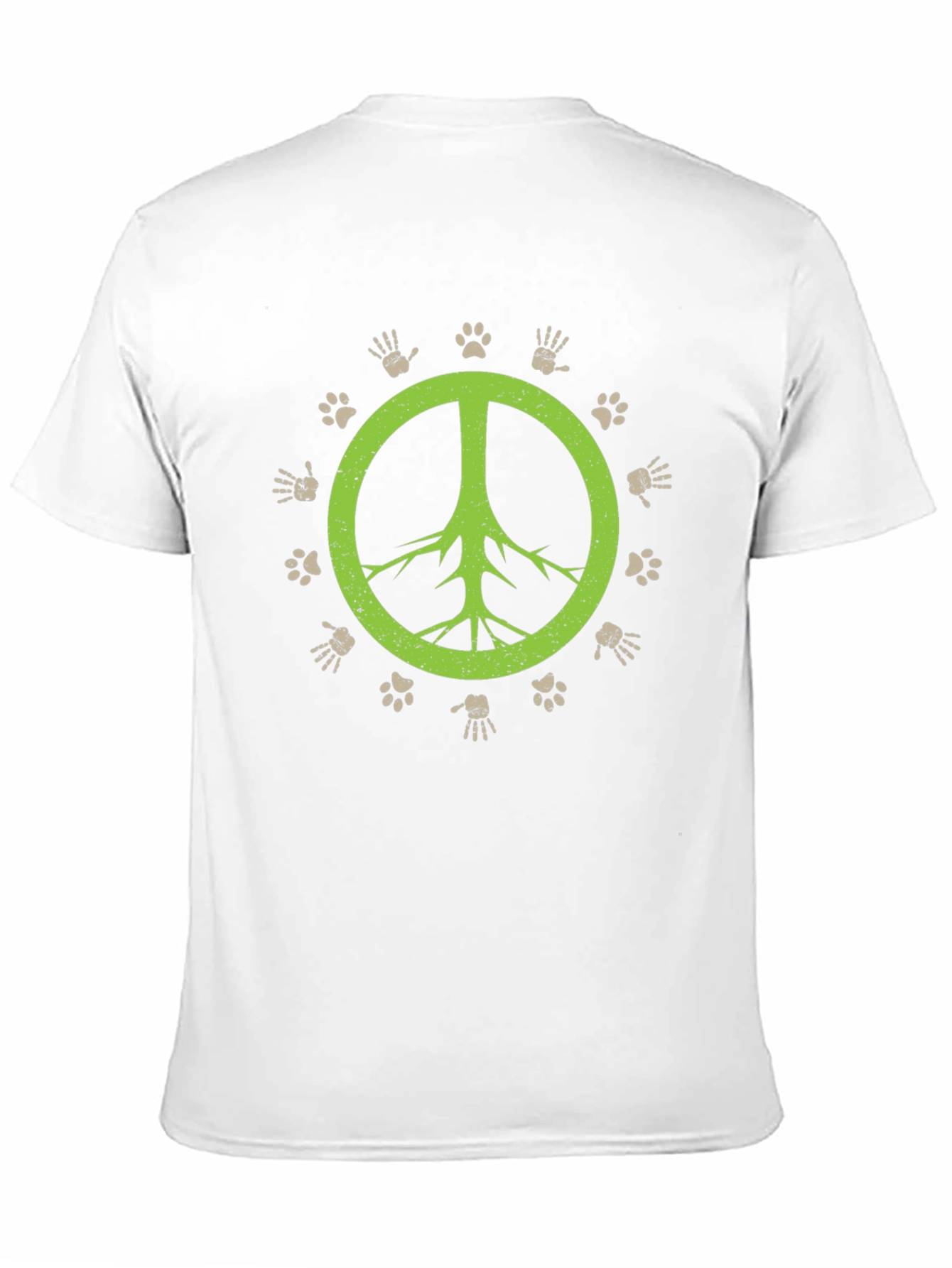 Peace Sign T-Shirt - Animal Paw Prints & Hand