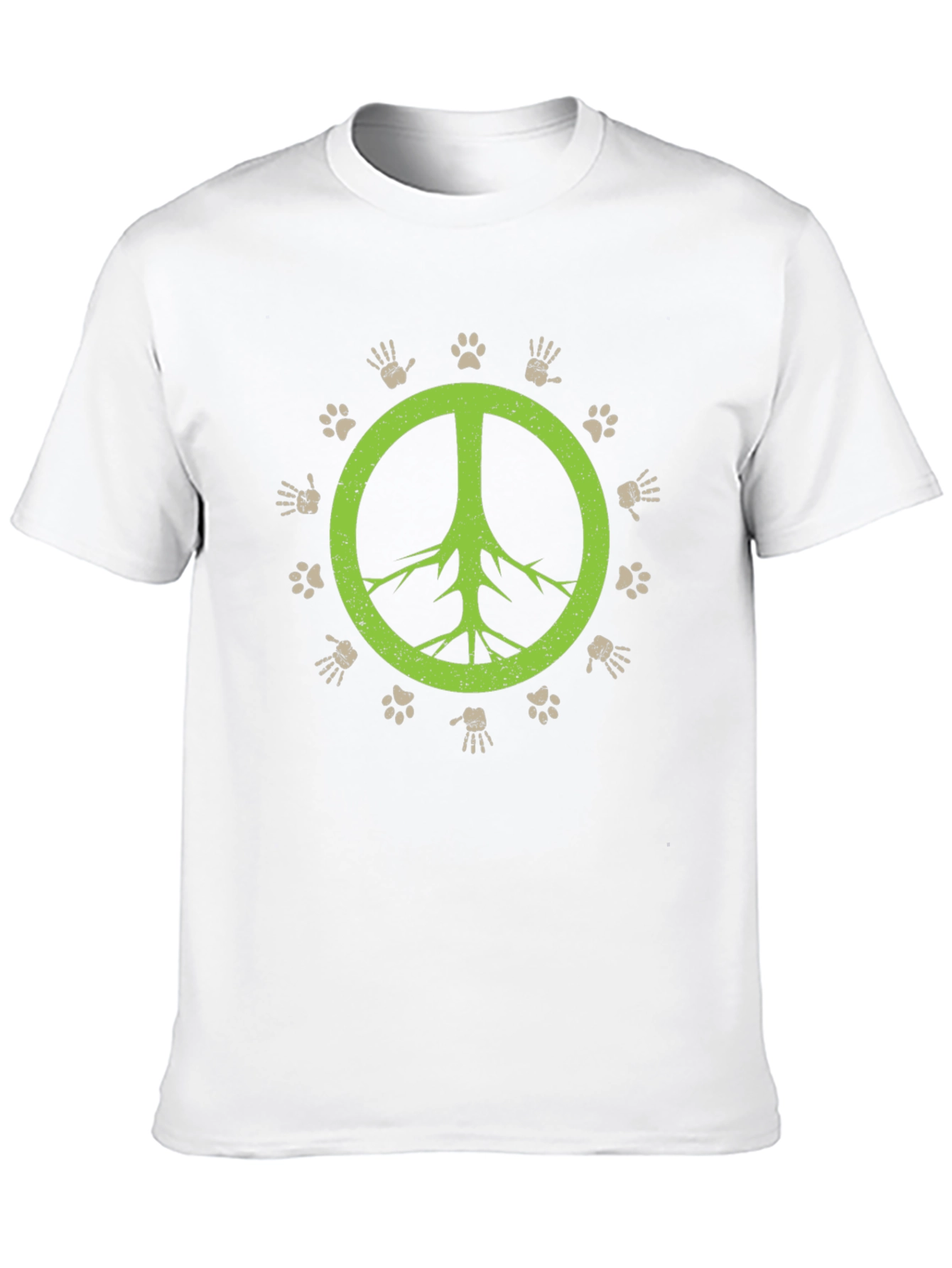 Peace Sign T-Shirt - Animal Paw Prints & Hand