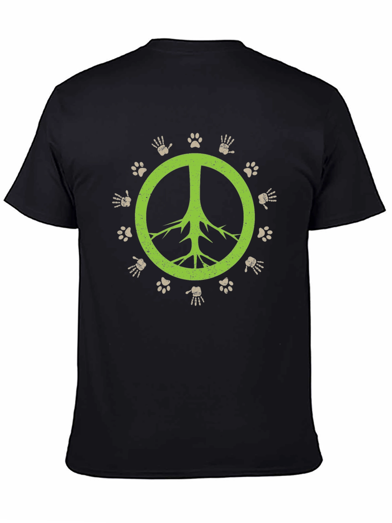 Peace Sign T-Shirt - Animal Paw Prints & Hand