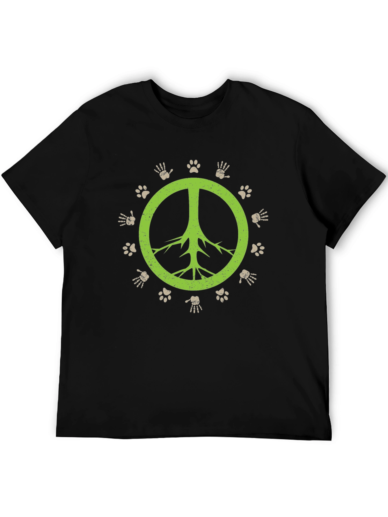 Peace Sign T-Shirt - Animal Paw Prints & Hand