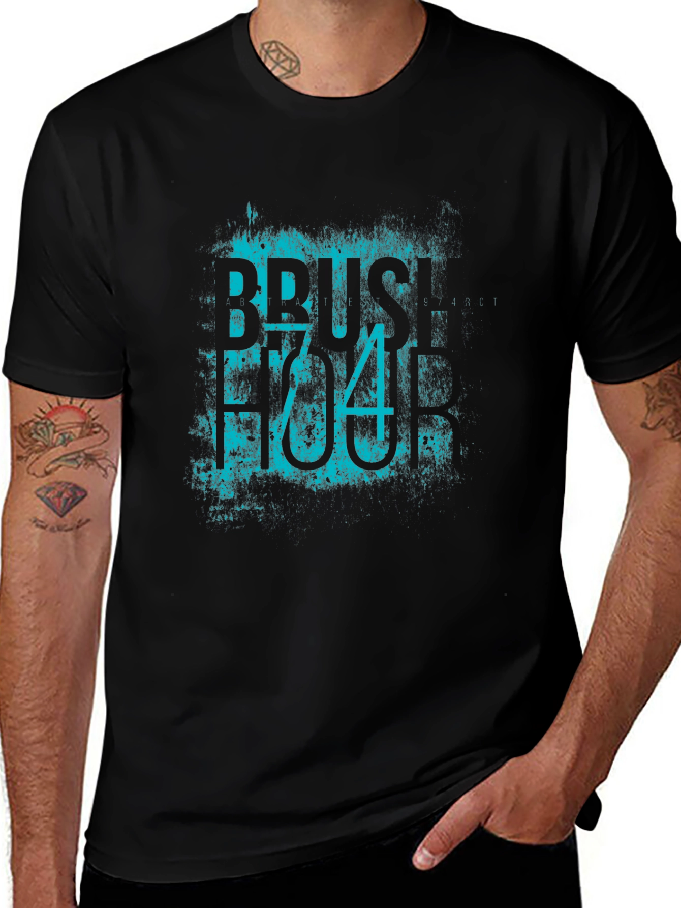 Brush Stroke Tee - Black Cotton Blend T-Shirt