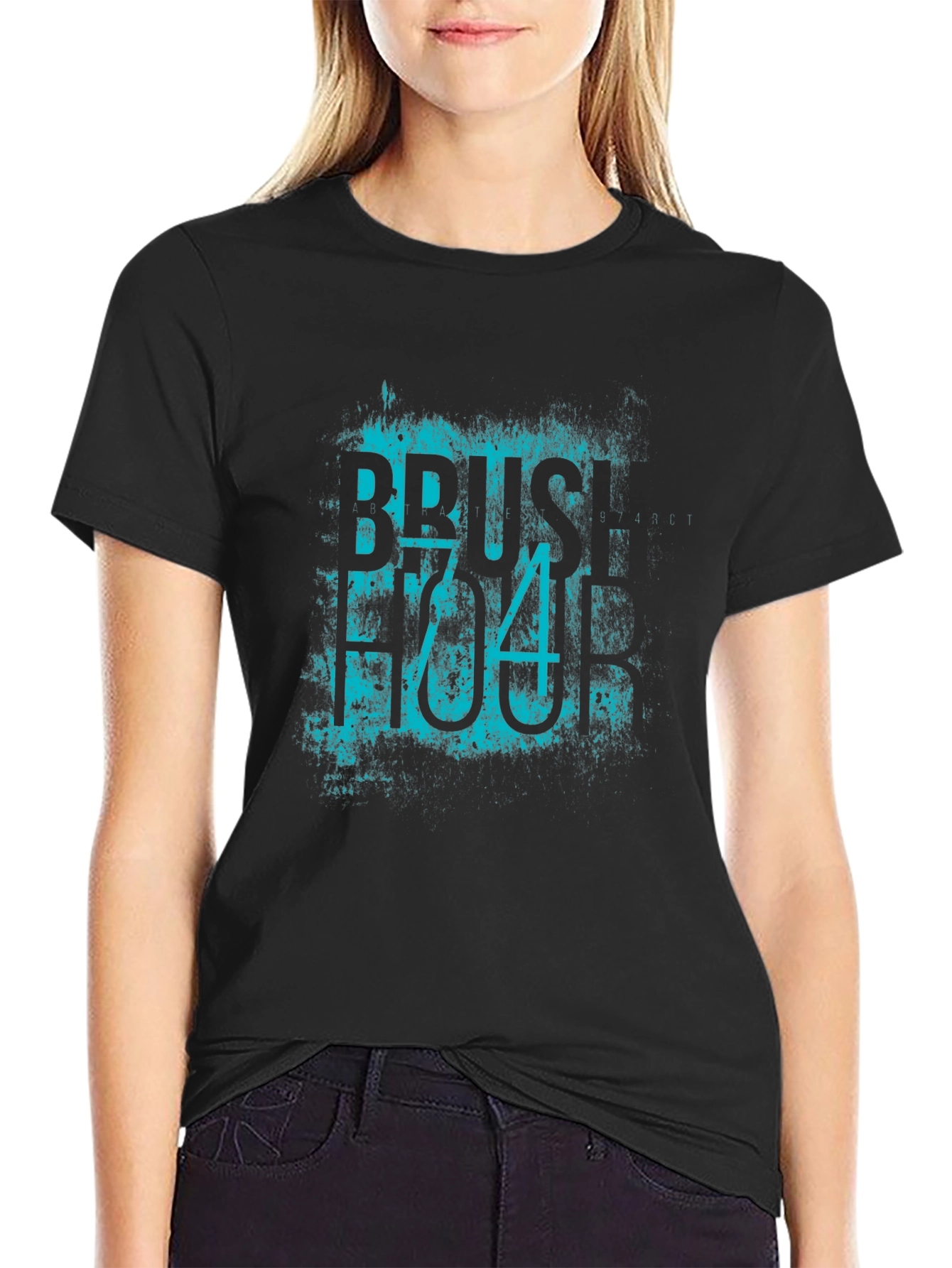 Brush Stroke Tee - Black Cotton Blend T-Shirt