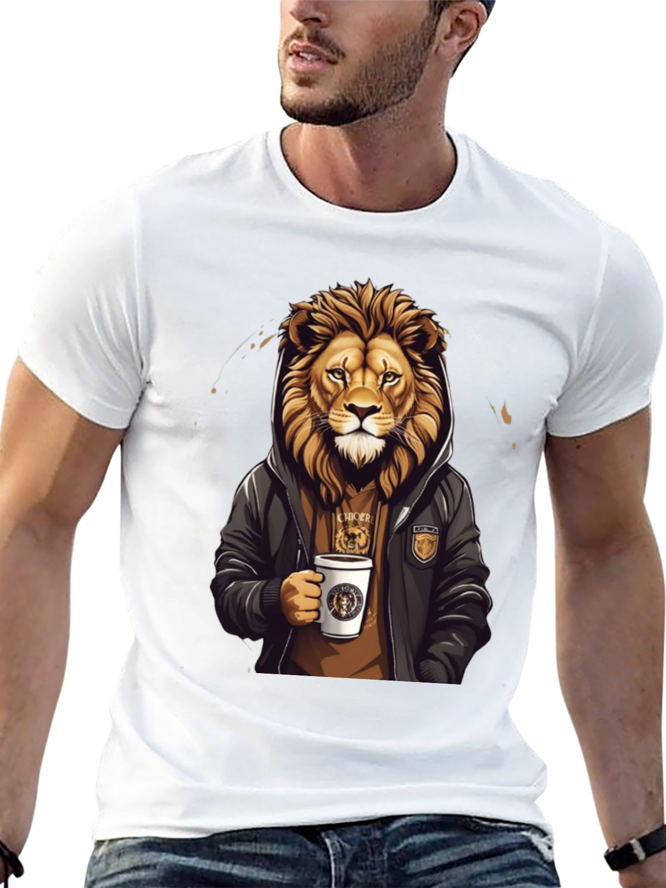 Lion Coffee Lover Graphic T-Shirt