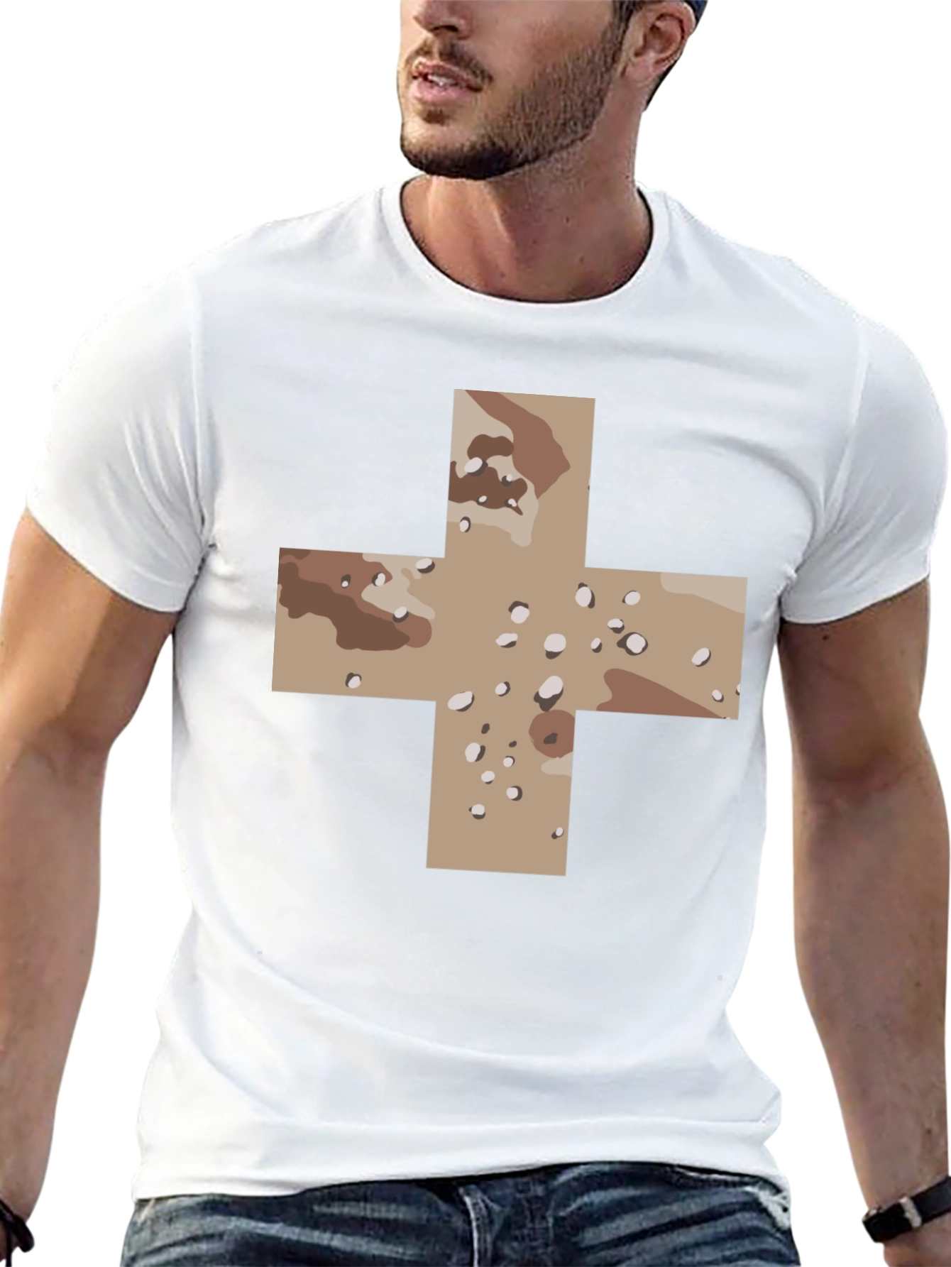 Camo Cross Graphic Black T-Shirt