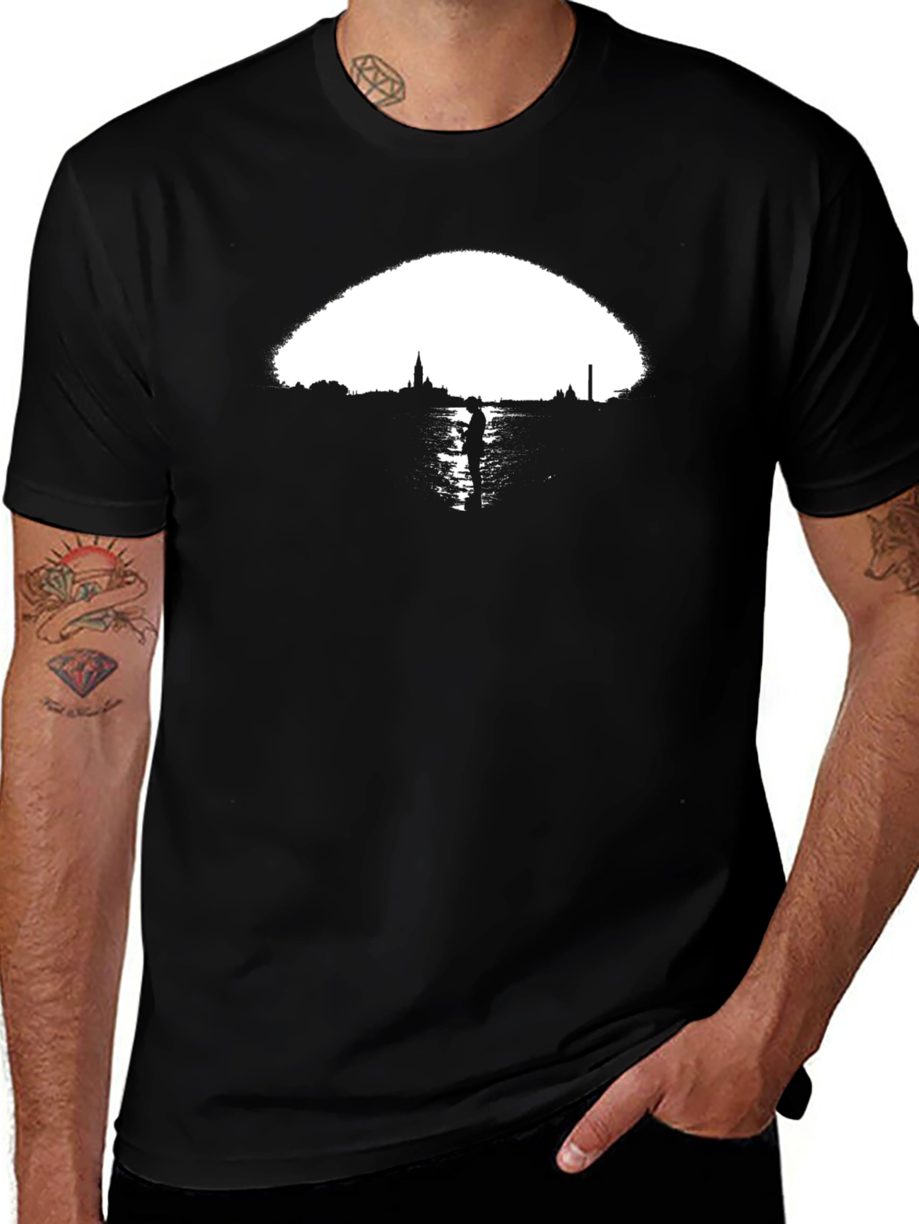 Cityscape Graphic Tee - Black