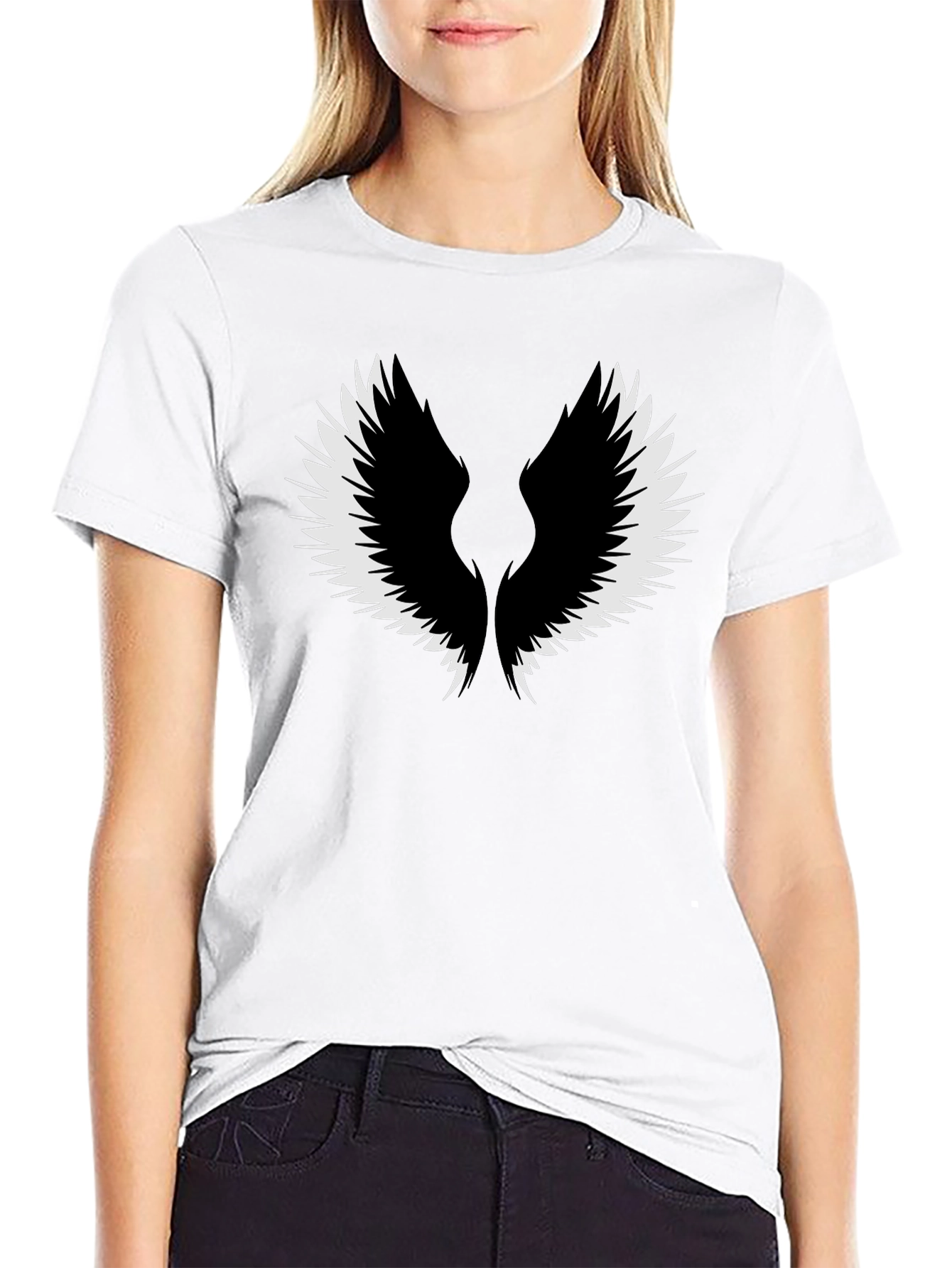 Wings Graphic Tee - Black Cotton Comfort