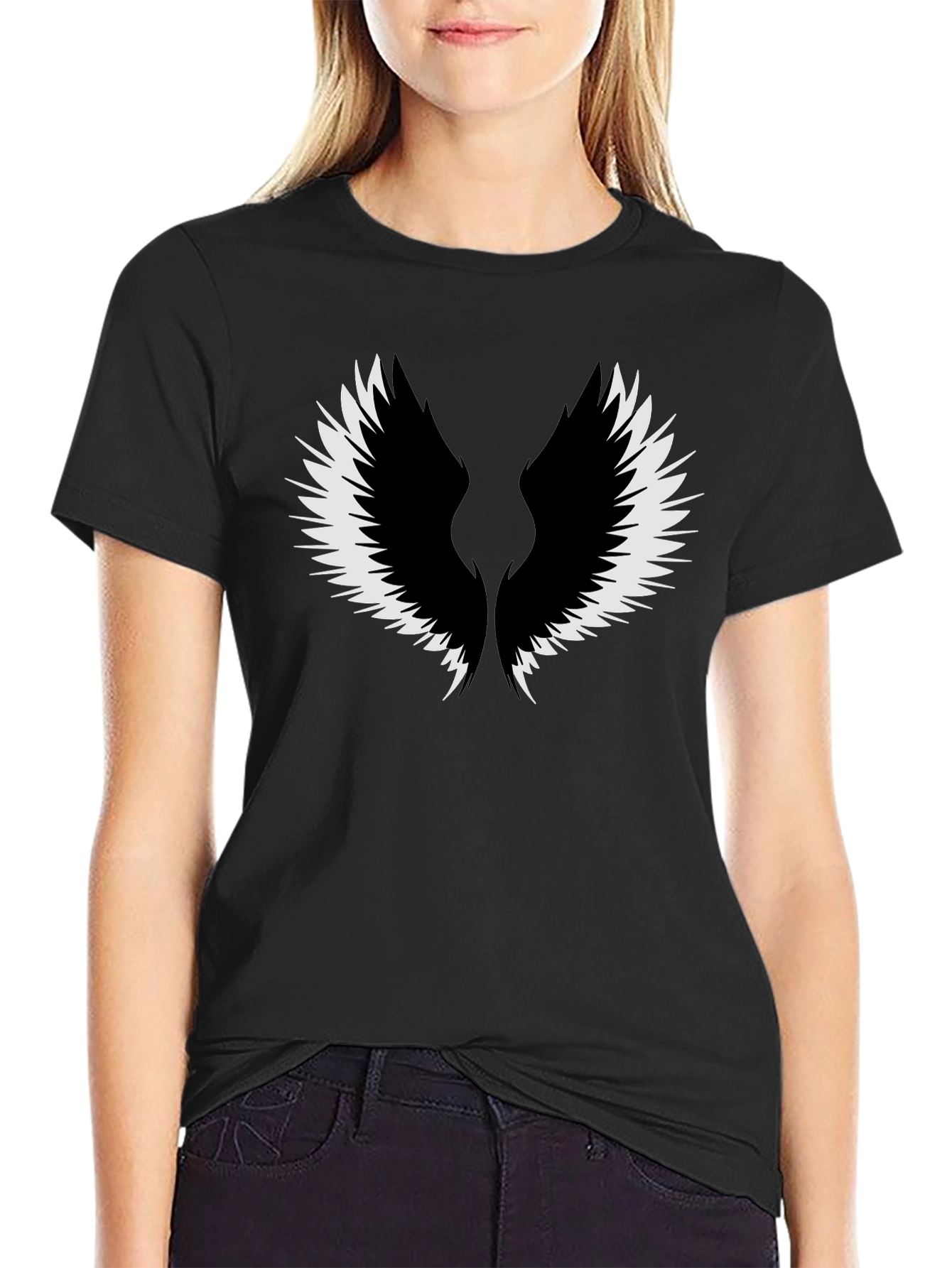 Wings Graphic Tee - Black Cotton Comfort