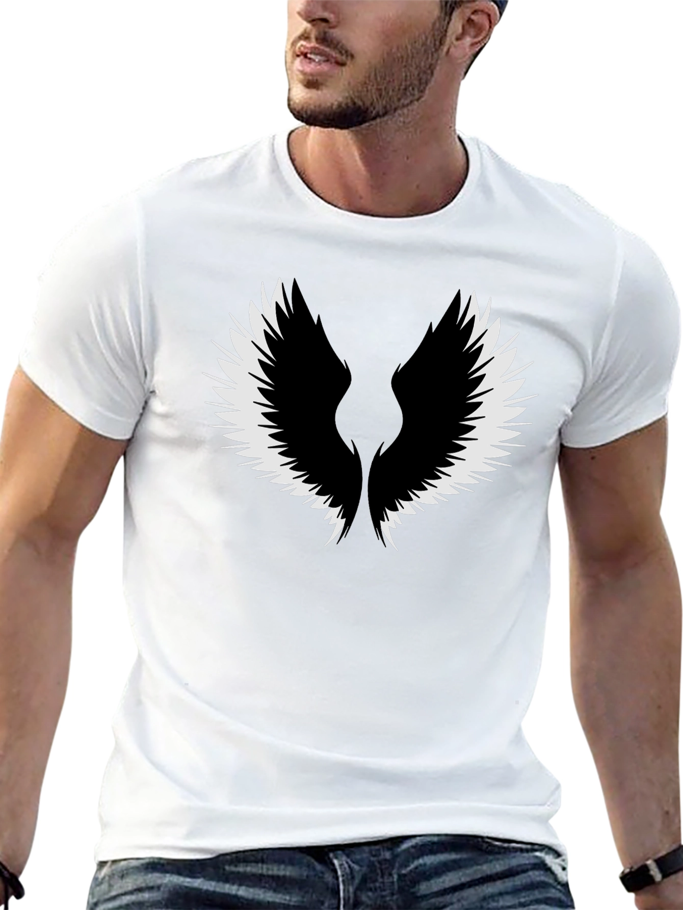 Wings Graphic Tee - Black Cotton Comfort