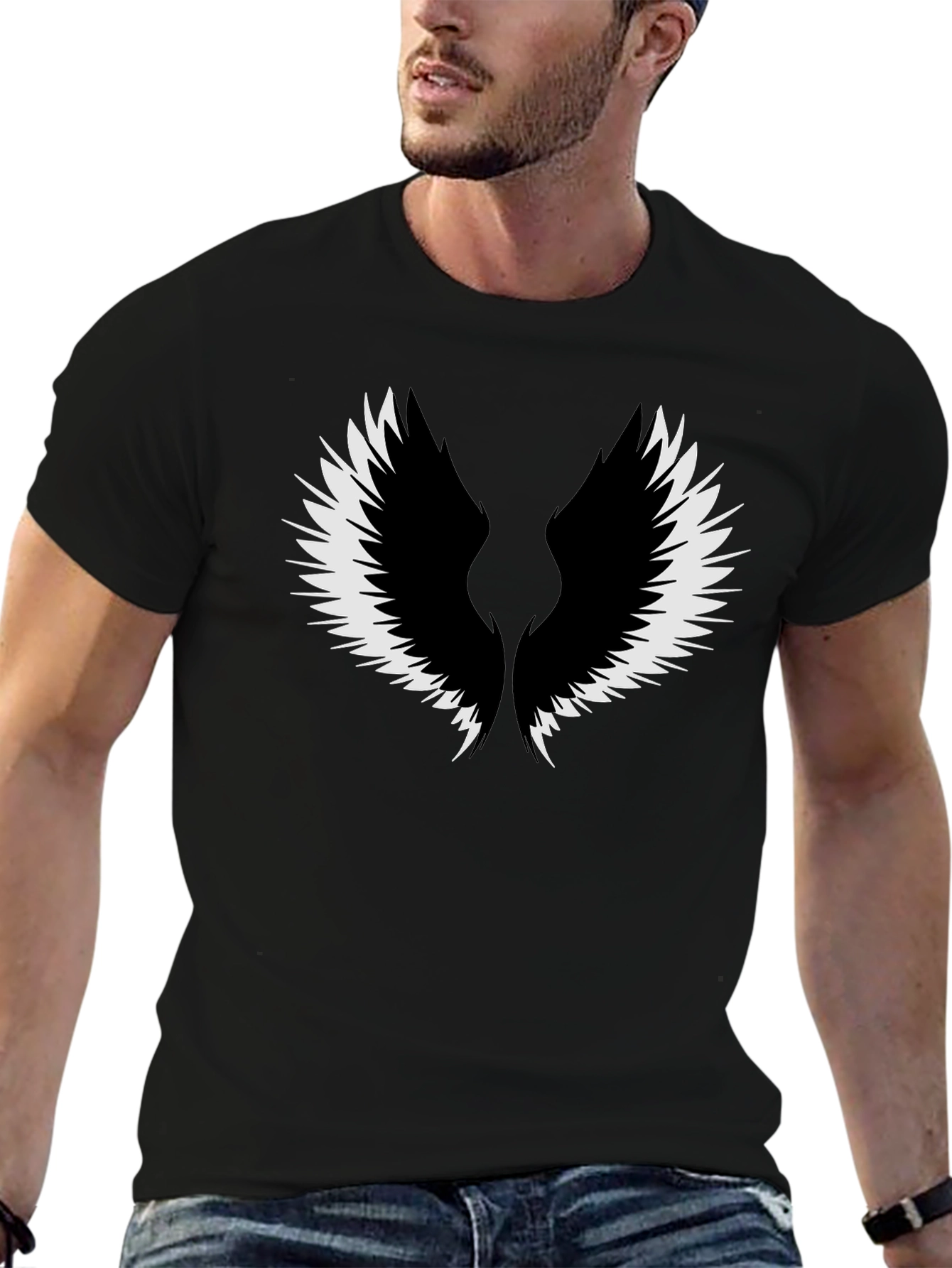 Wings Graphic Tee - Black Cotton Comfort
