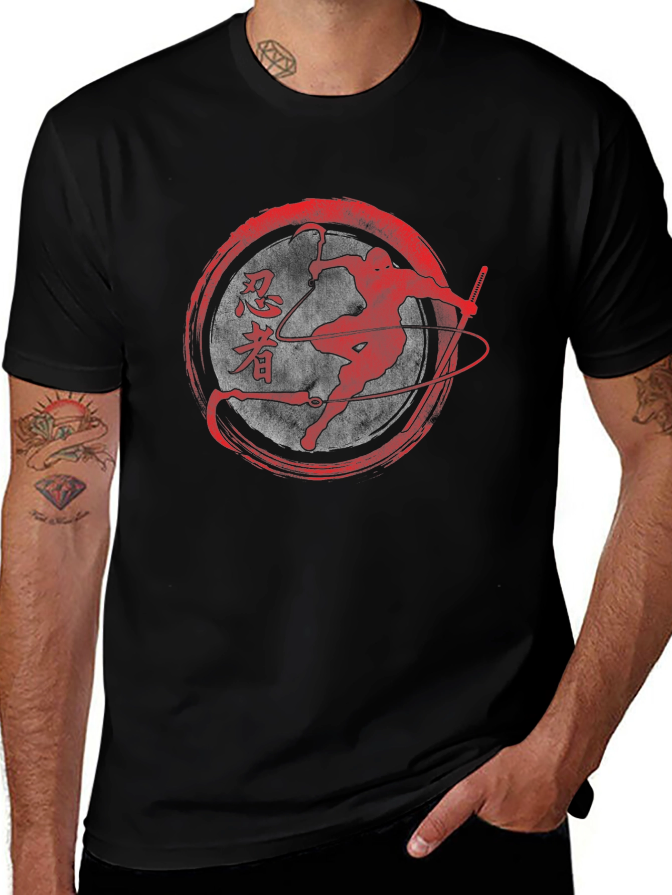 Ninja Warrior Graphic Tee - Black Cotton T-Shirt