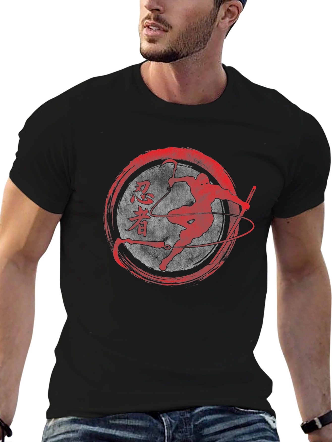 Ninja Warrior Graphic Tee - Black Cotton T-Shirt