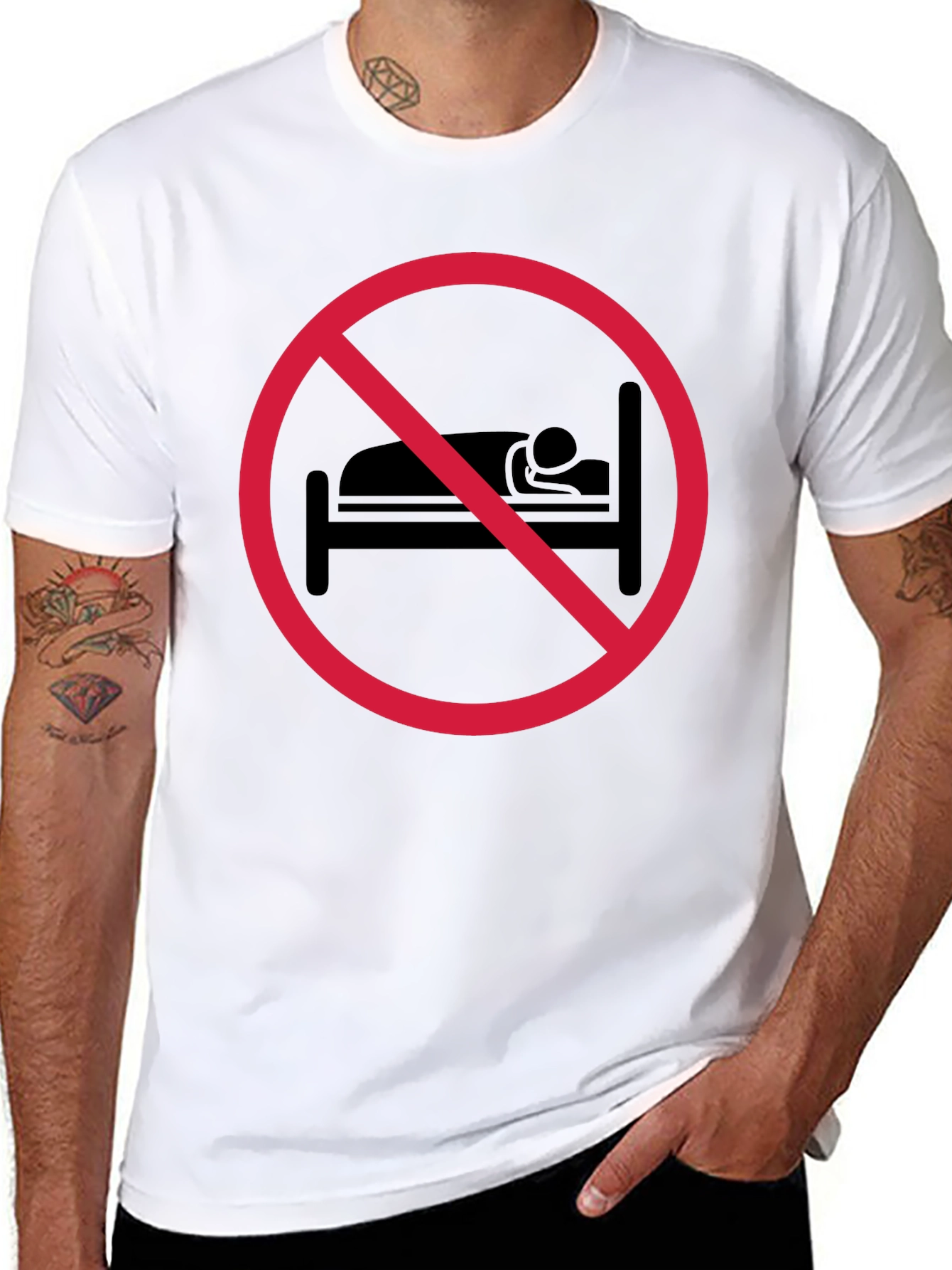 No Sleeping Black T-Shirt