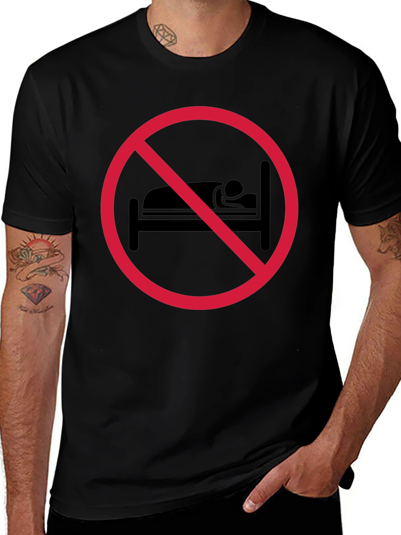 No Sleeping Black T-Shirt