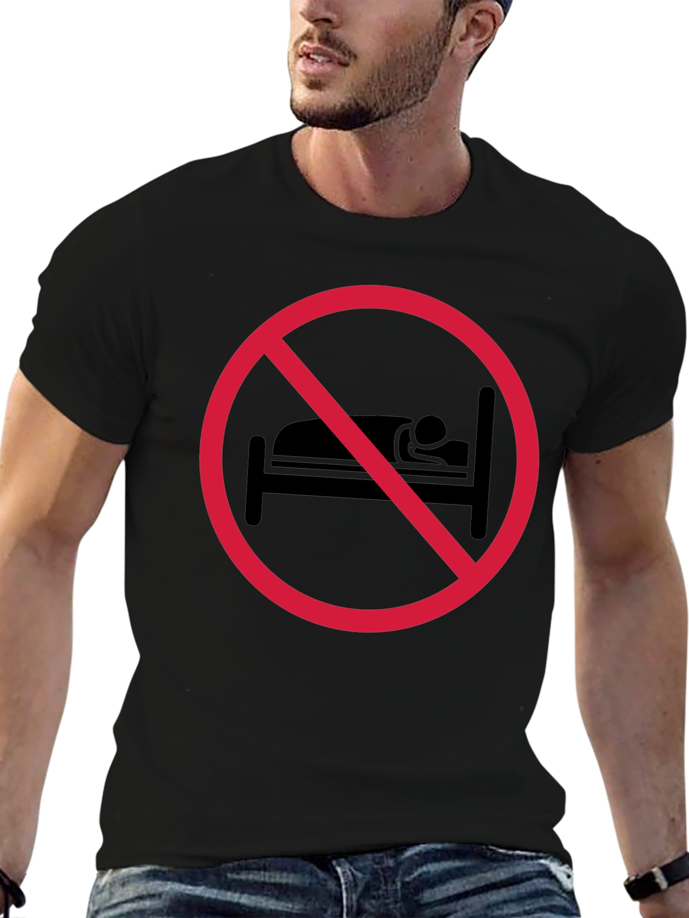 No Sleeping Black T-Shirt