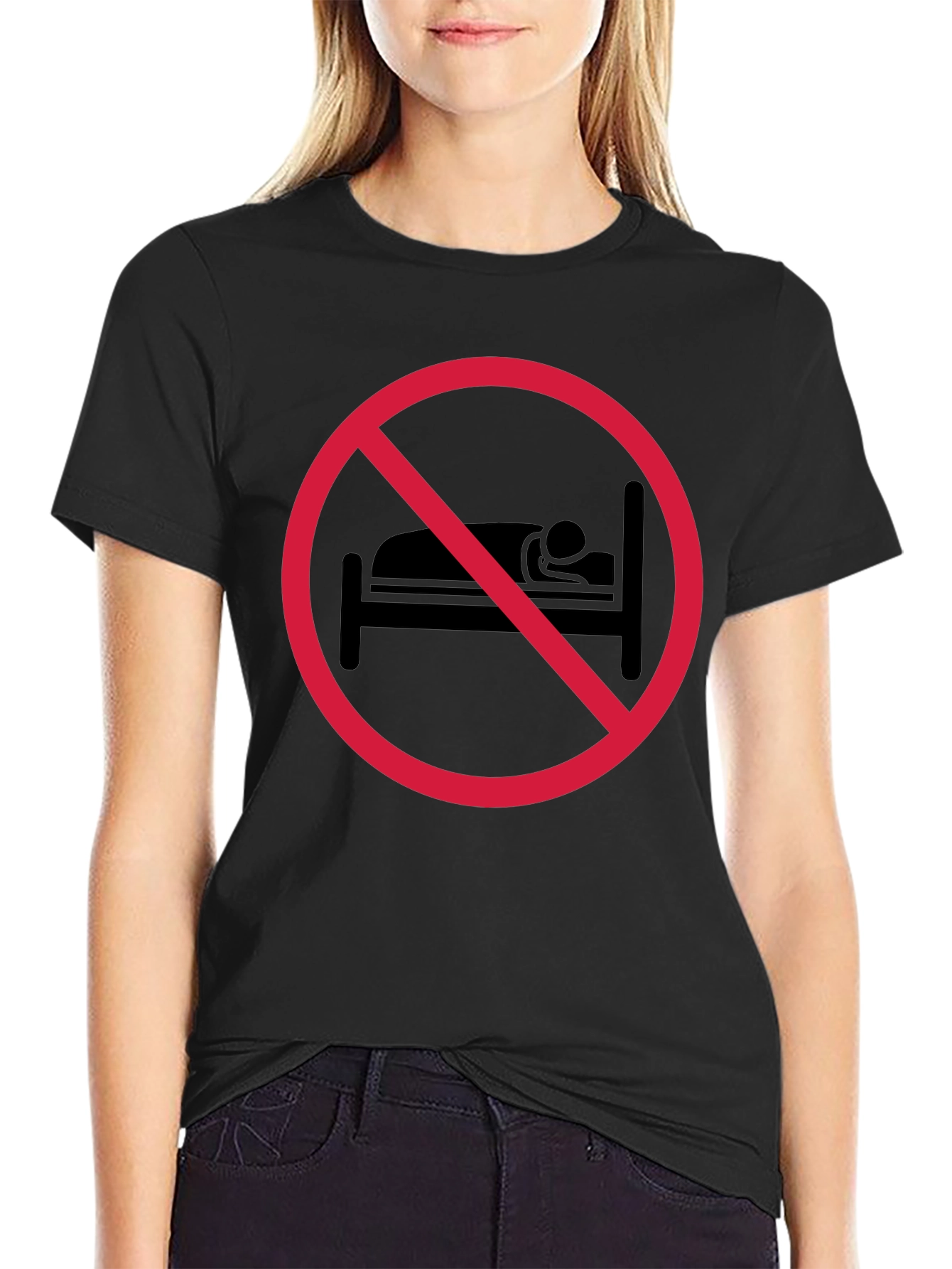 No Sleeping Black T-Shirt