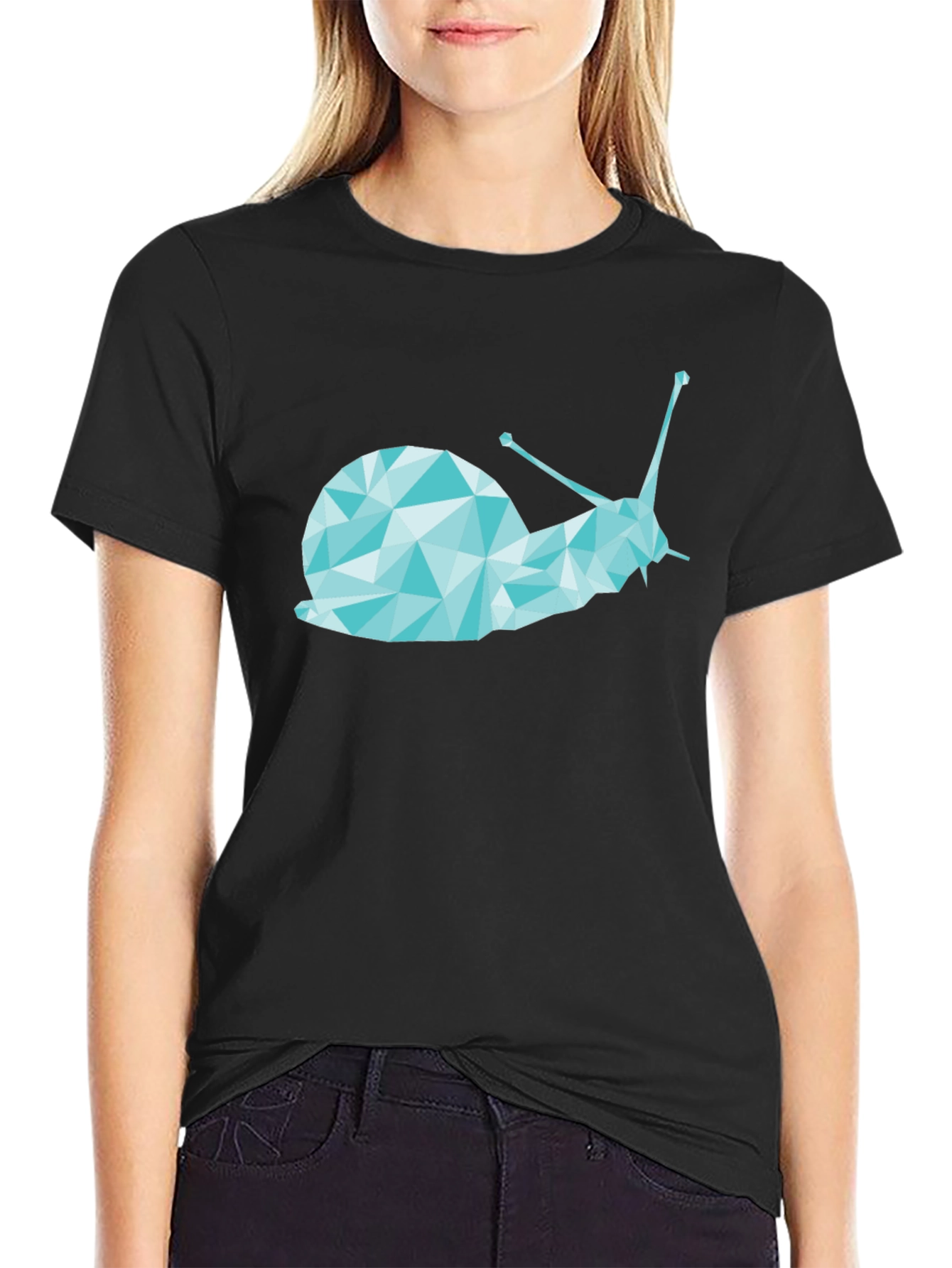 Geometric Snail Graphic Tee - Black