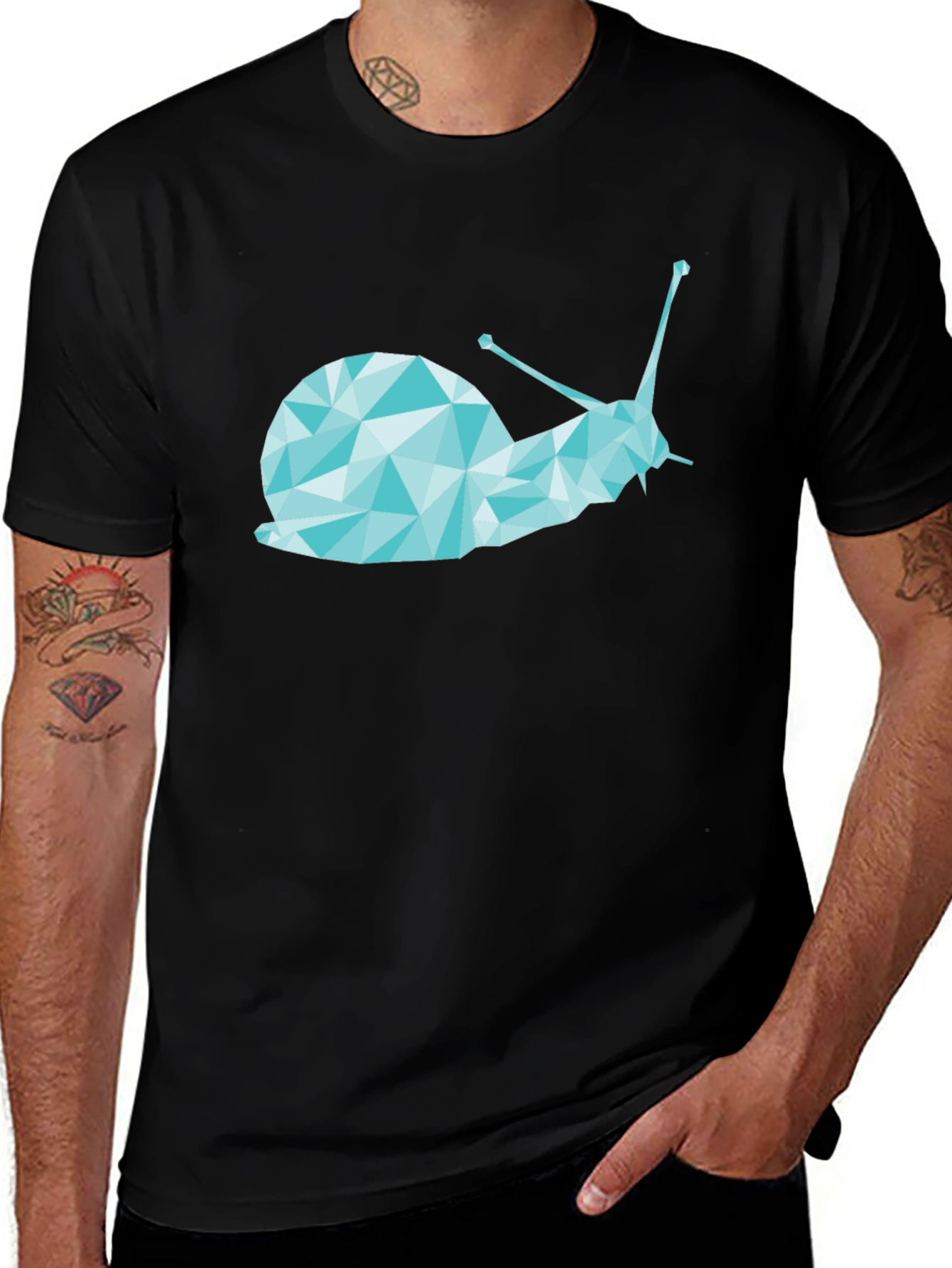 Geometric Snail Graphic Tee - Black
