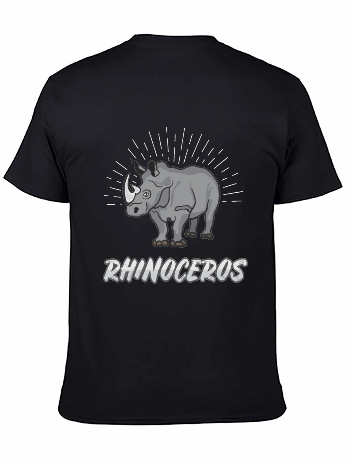 Rhinoceros Graphic Print Black T-Shirt