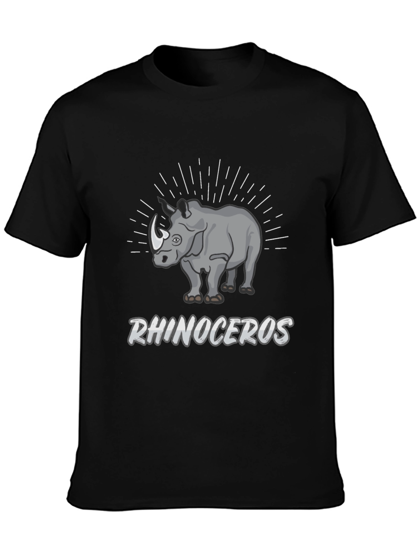 Rhinoceros Graphic Print Black T-Shirt