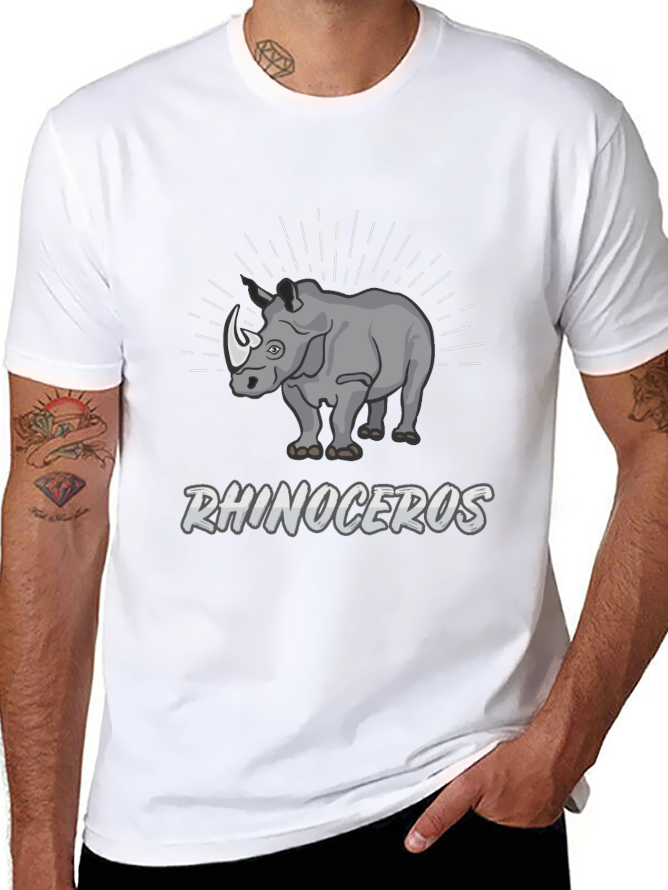 Rhinoceros Graphic Print Black T-Shirt