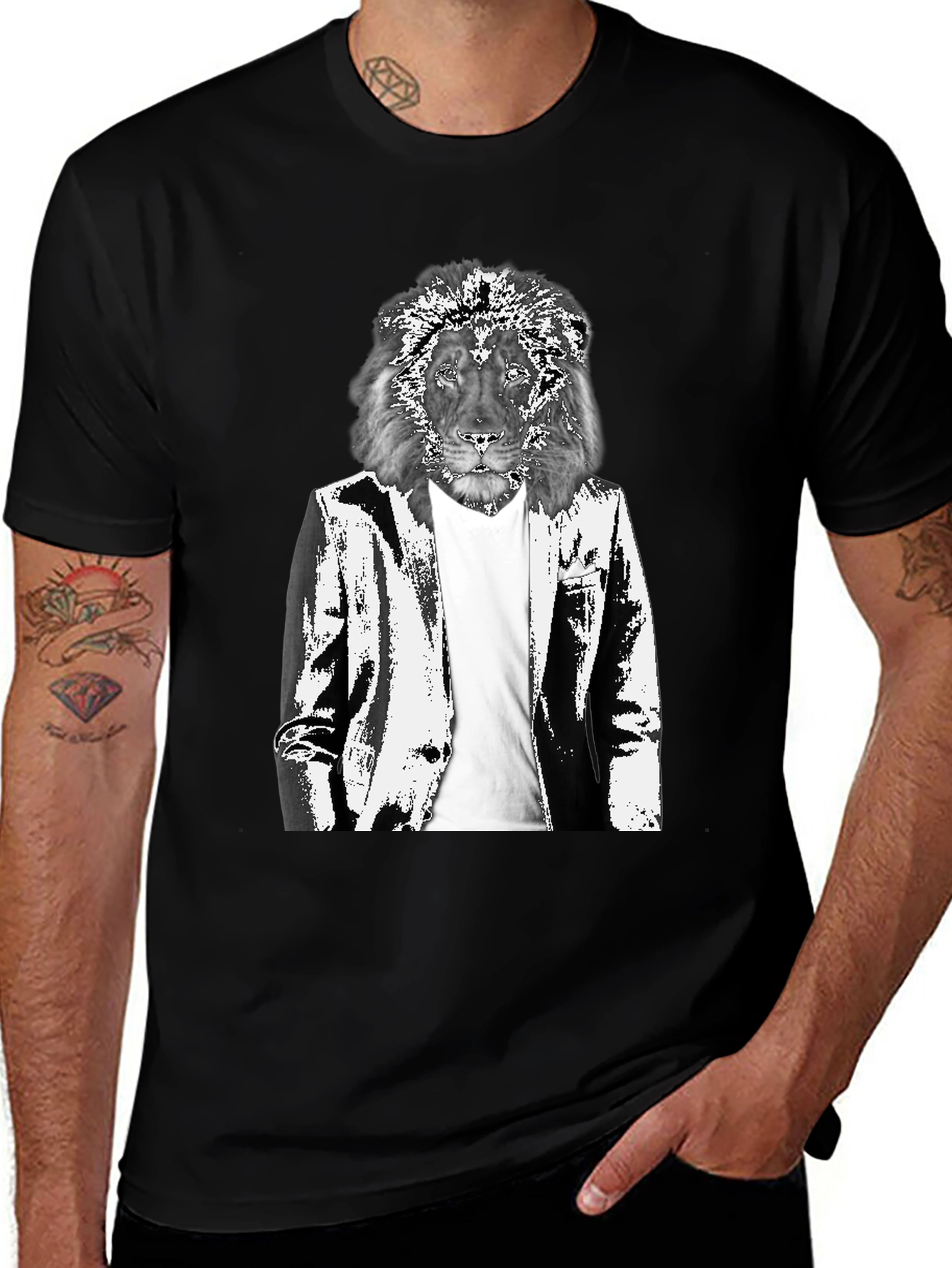 Lion Suit Graphic Tee - Cool Animal Print
