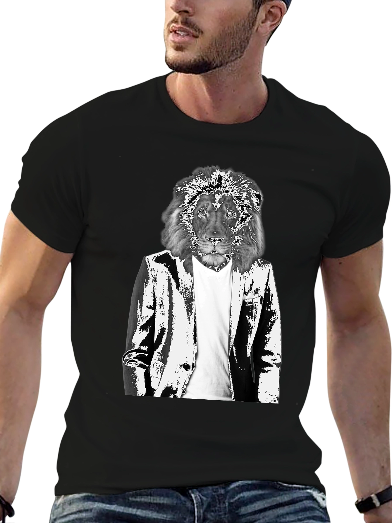 Lion Suit Graphic Tee - Cool Animal Print