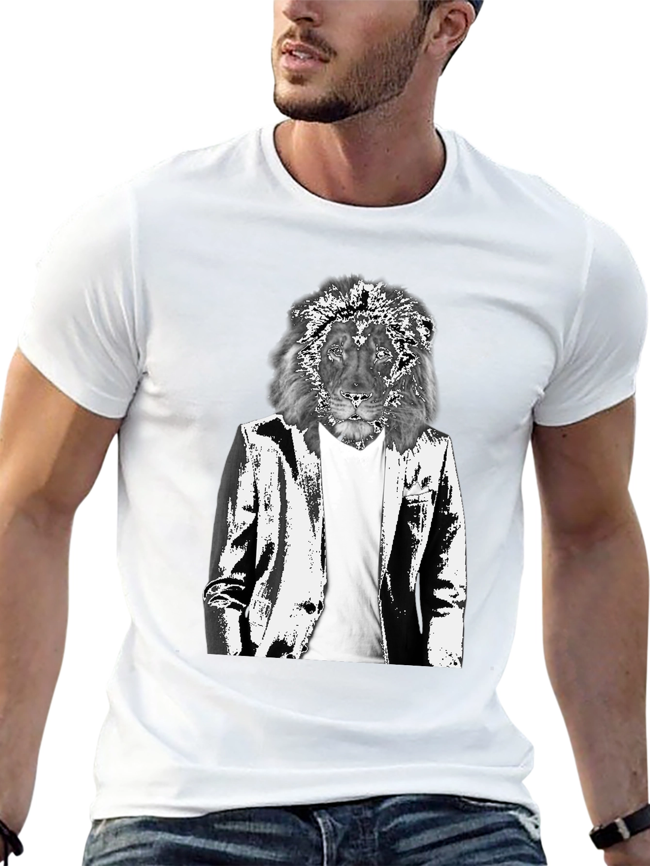 Lion Suit Graphic Tee - Cool Animal Print