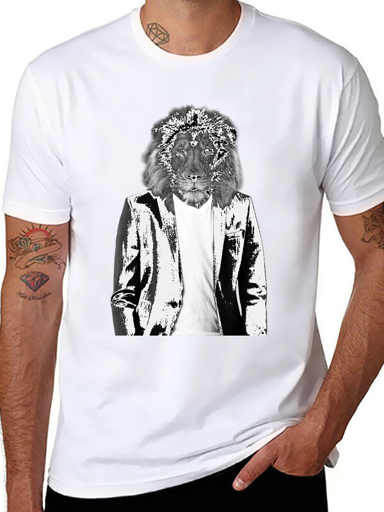 Lion Suit Graphic Tee - Cool Animal Print