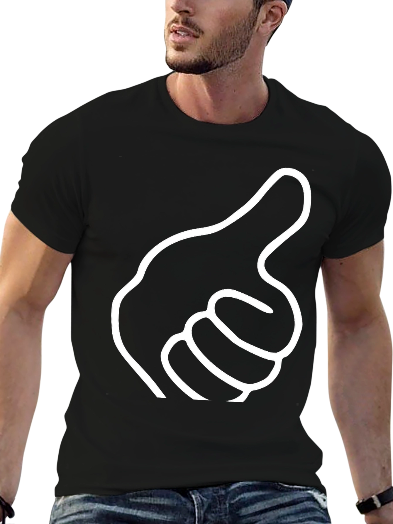 Pointing Hand Black T-Shirt - Novelty Graphic Tee