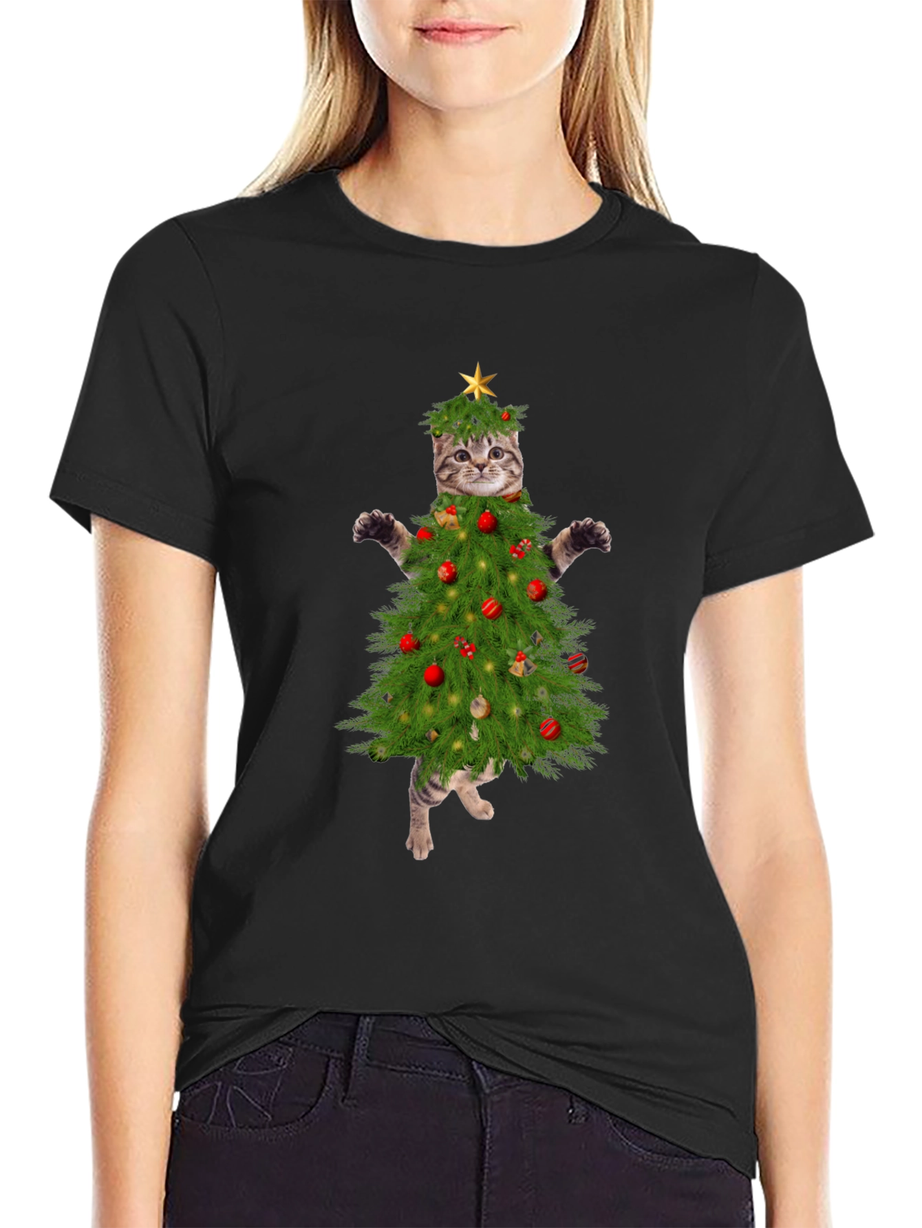 Christmas Cat Tree T-Shirt - Holiday Apparel