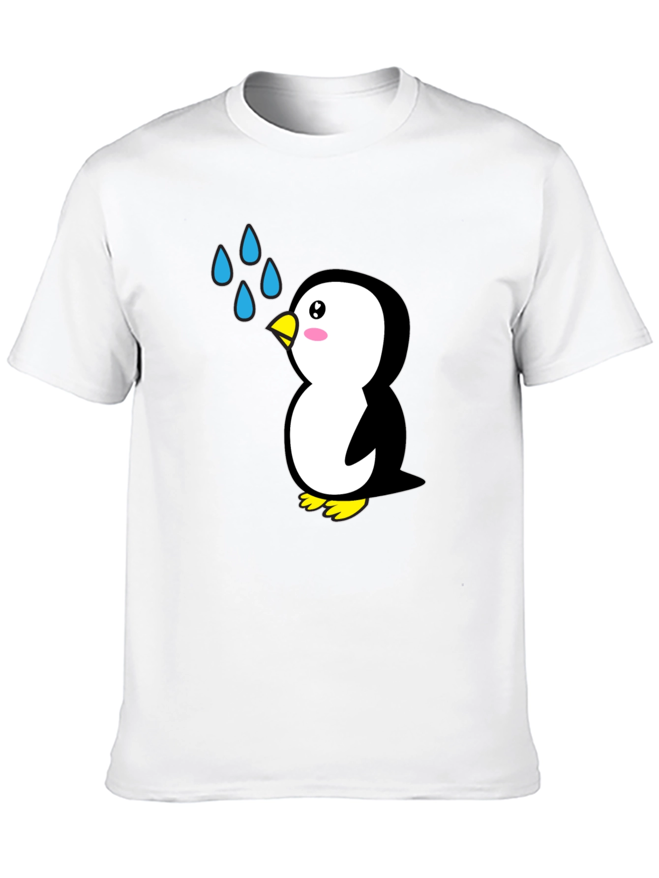Cute Penguin Cartoon Black T-Shirt