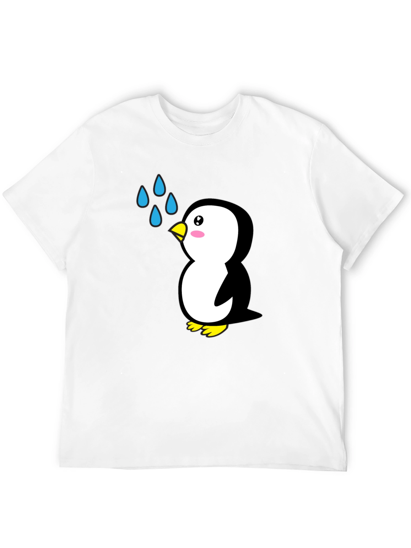 Cute Penguin Cartoon Black T-Shirt