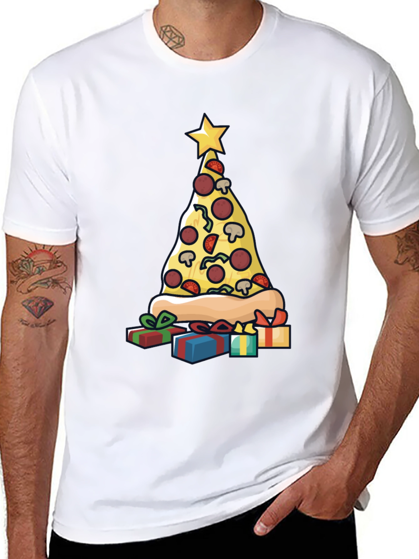 Pizza Christmas Tree T-Shirt - Holiday Fun