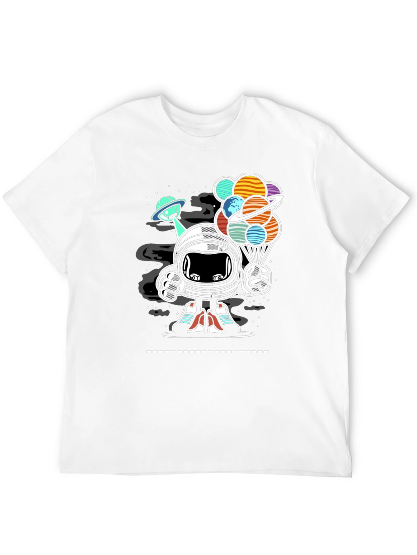 Astronaut Planet Balloons Graphic T-Shirt