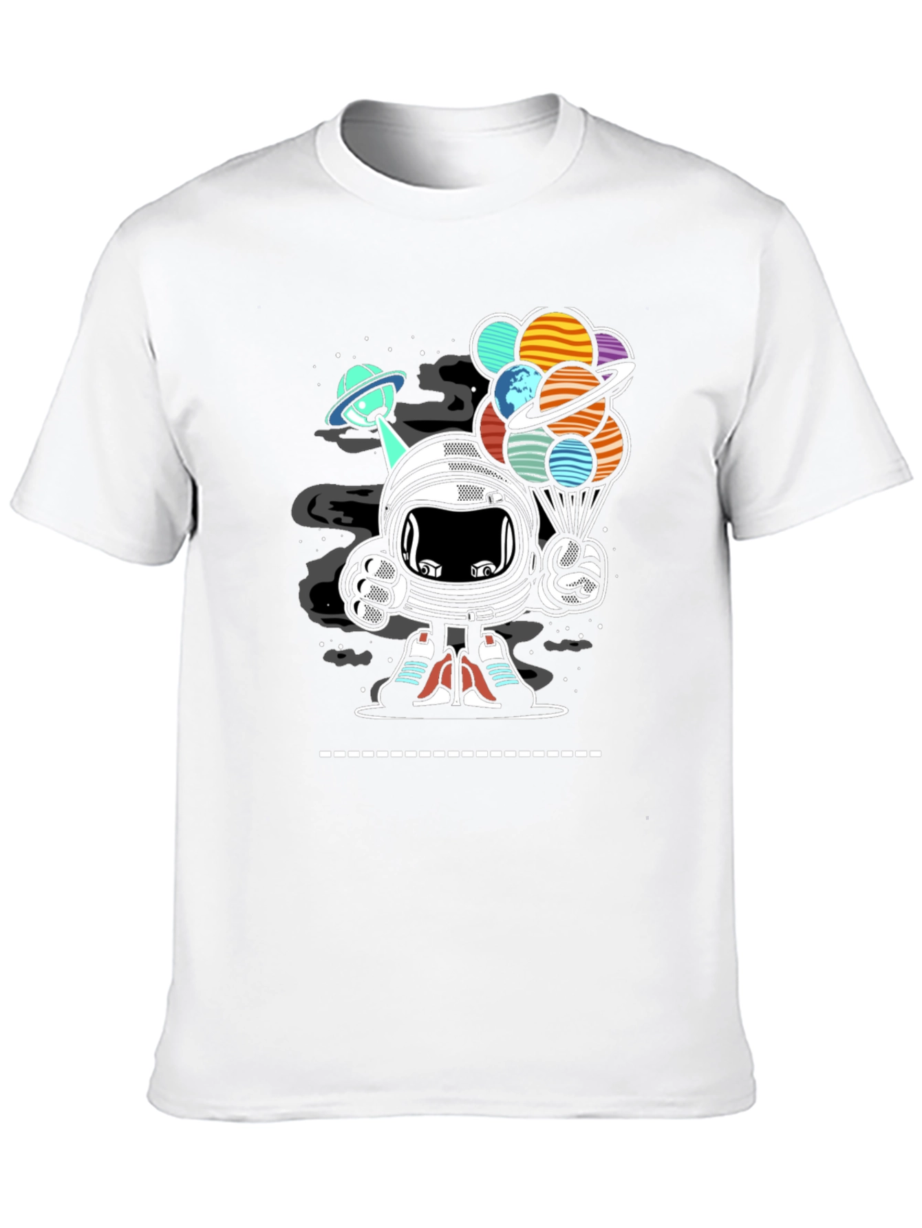 Astronaut Planet Balloons Graphic T-Shirt