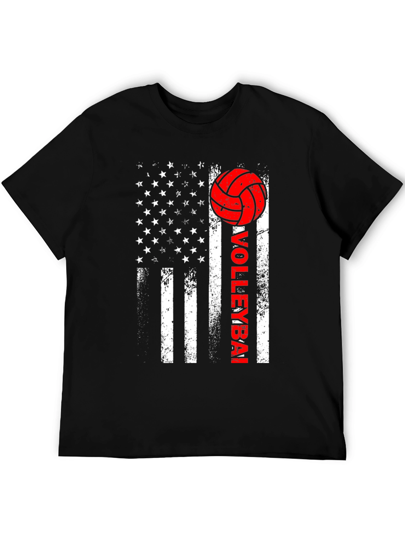 Volleyball American Flag Graphic T-Shirt