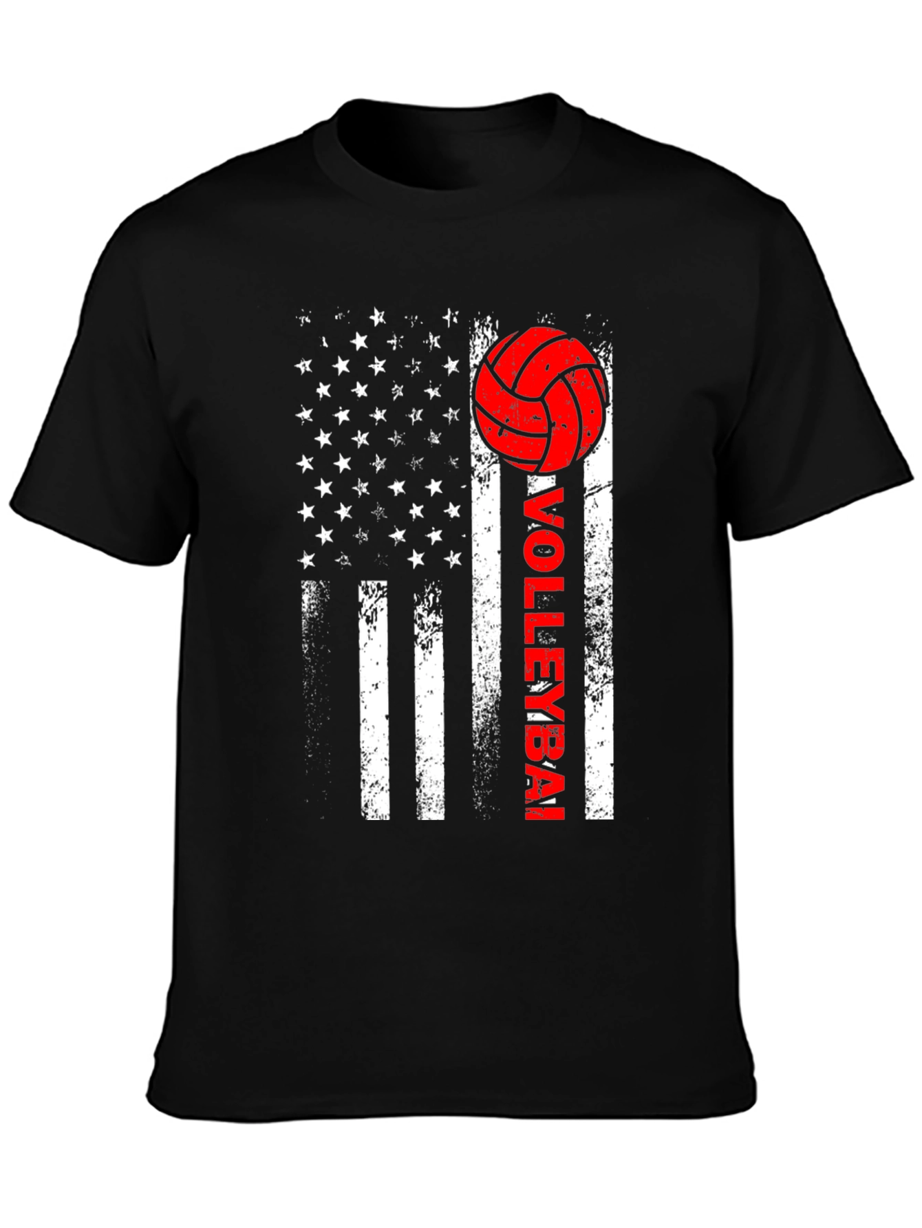 Volleyball American Flag Graphic T-Shirt
