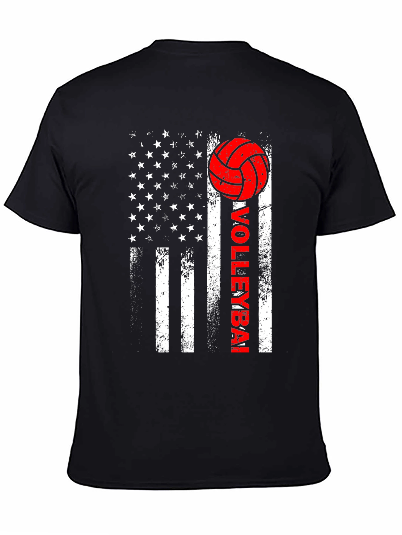 Volleyball American Flag Graphic T-Shirt
