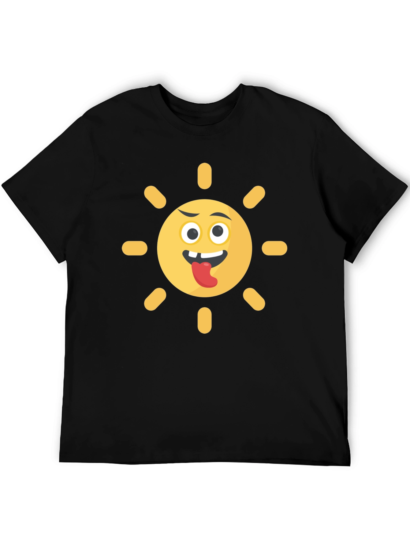 Funny Sun Emoji Black T-Shirt