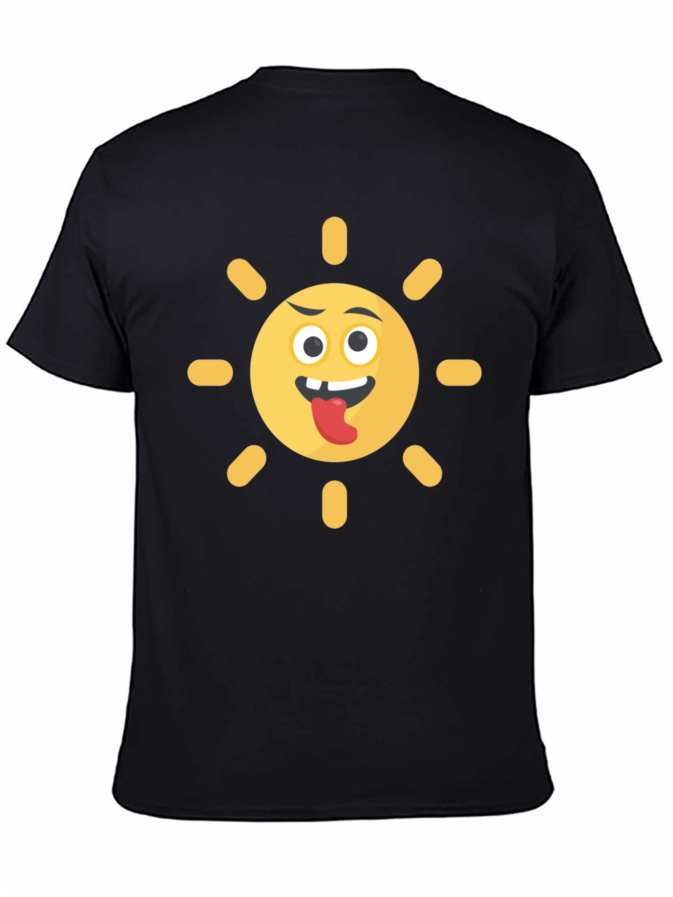 Funny Sun Emoji Black T-Shirt