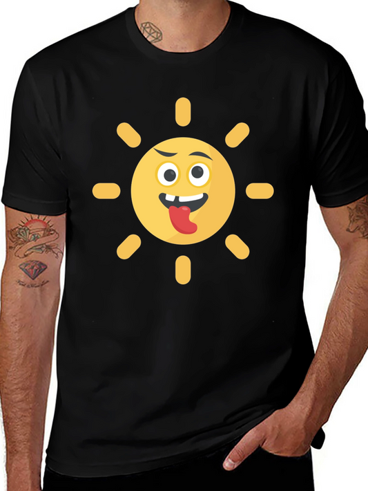 Funny Sun Emoji Black T-Shirt