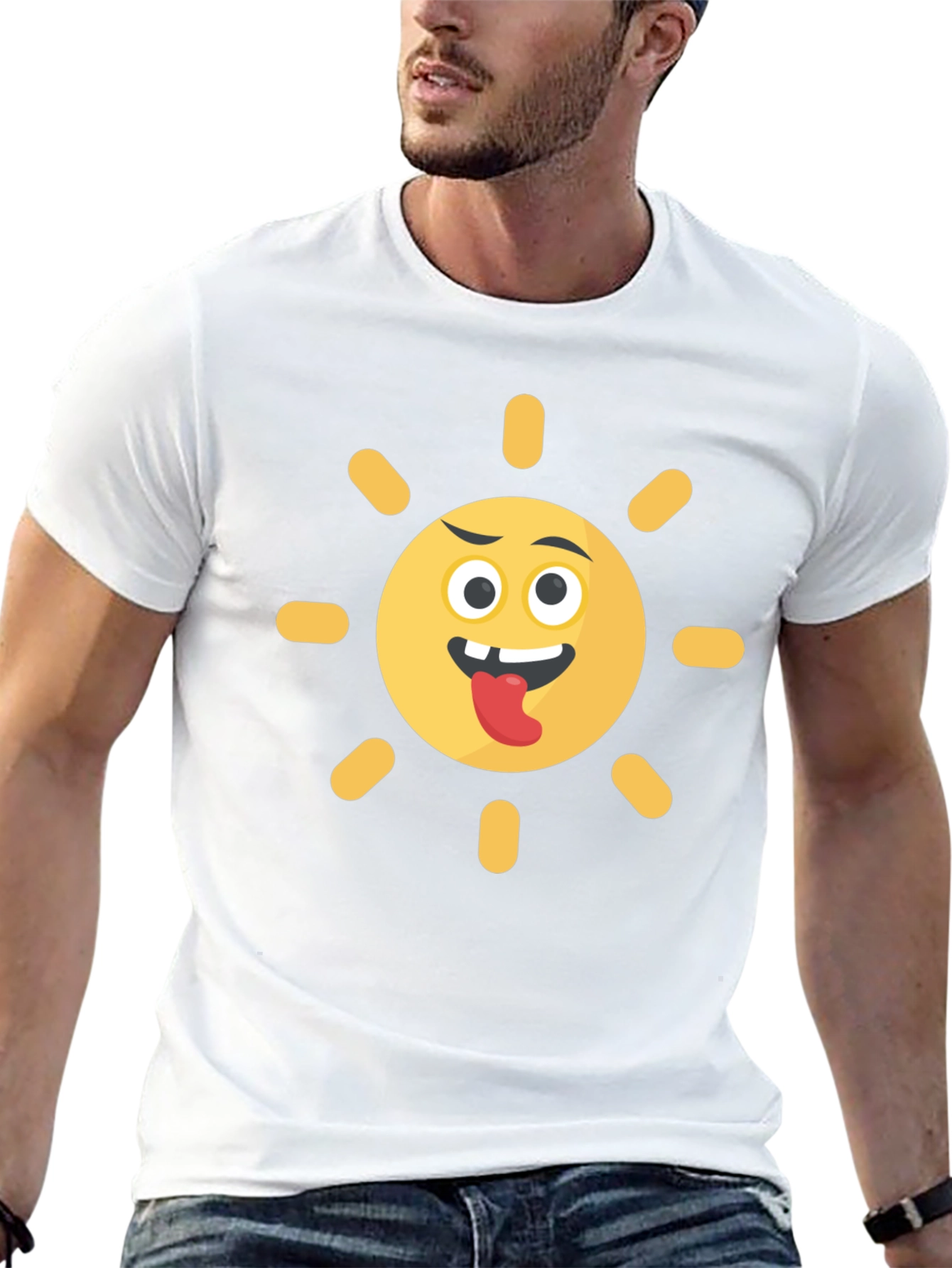 Funny Sun Emoji Black T-Shirt